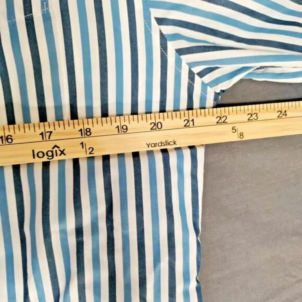 J. Crew Classic Men L Blue/White Stripe Long Sleeve Career Work Travel Y2K Shirt